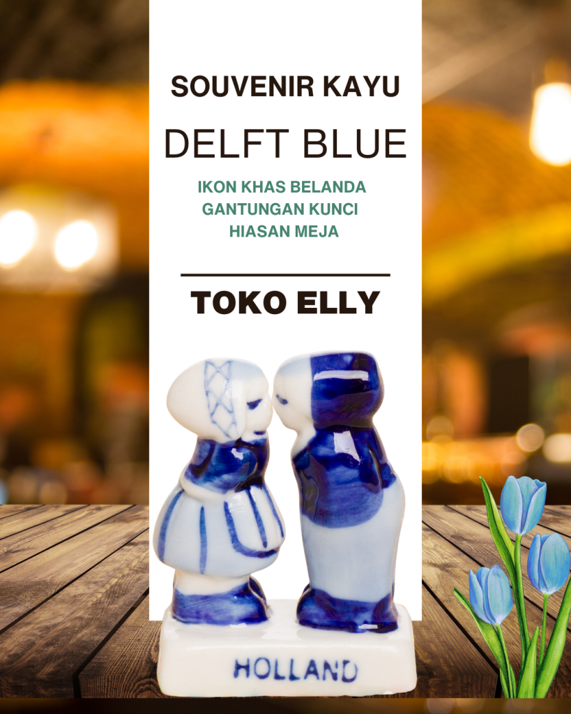 Souvenir keramik Delft Blue asli Belanda hiasan meja dan gantungan kunci